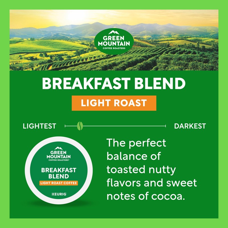 Green Mountain Coffee Roasters Breakfast Blend Single-Serve Keurig K-Cup Pods,