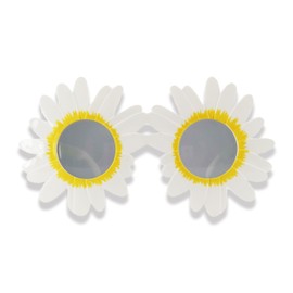 Pohotobooth Props Ltd Novelty White Daisy Flower Sunglasses – White Petal Fancy Dress Accessory – Durable Plastic, Lightweight – Fun Summer, Festival or Party Wear