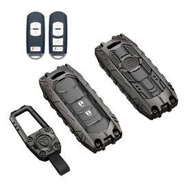 WKIOERAD Heavy Zinc Alloy Key fob Case Cover with Keychain Compatible with Mazda 3 6 8 Miata MX-5 CX-3 CX-5 CX-7 CX-9 Key Shell Accessories (Model-B)