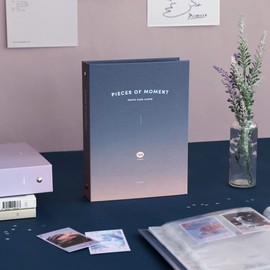 Aesthetic Simple Lovely Korean Hard Cover Photo Album Collect Book for kpop photocards, polcos, polaroids, business cards, trading cards, couples - 40 sheets, 160 sleeves in 4 Colors (Navy)
