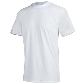 YuKaiChen Rashguard Men's Swimming Shirt, Quick-Drying, Breathable Swimming T-Shirt with Short Sleeves, Rash Guards, Water Sports for Men, White