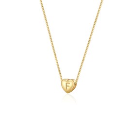 Monily Tiny Heart Initial Letter F Choker Necklace for Women Rose Gold Plated Birthday Gifts for Women