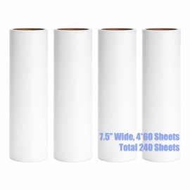 7.5 Inch Lint Roller Refills, 60 Sheets per Roll, Extra Sticky, 4-Pack Total 240 Sheets, Universal Replacement Rolls for Pet Hair, Lint, Dust, and Fuzz