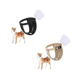 DDFS Female Dog Diapers Heat Breathable Mesh Washable Dogs Sanitary Pads Dog Pants for Female in Heat (Black+Beige L)