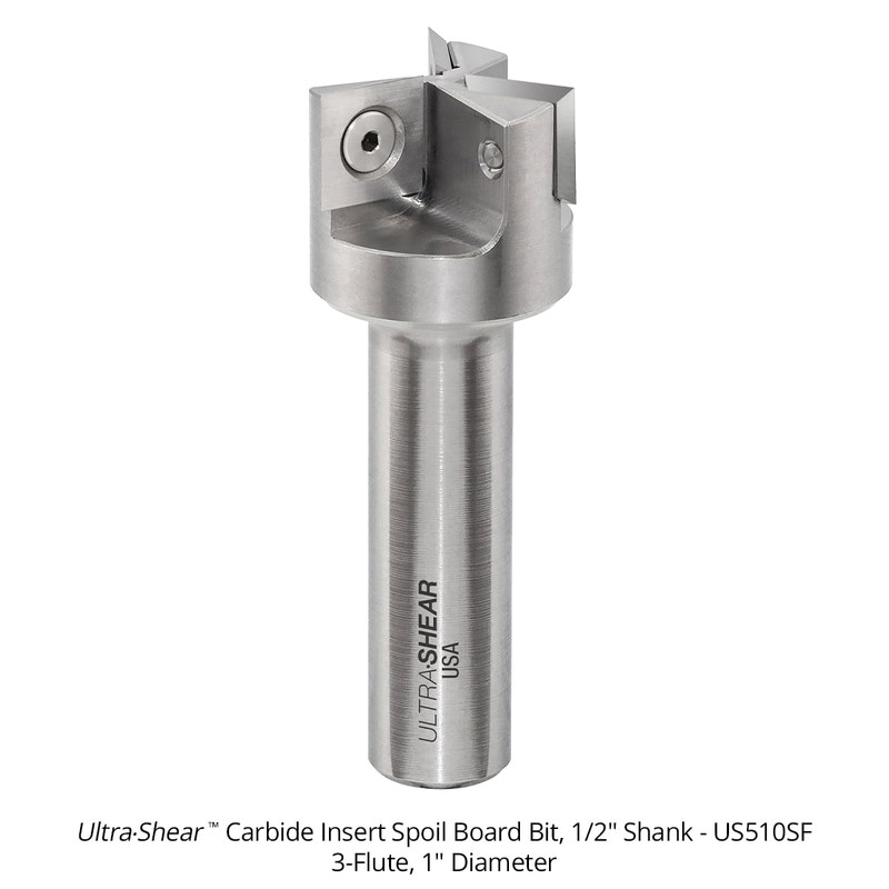 Ultra-Shear Spoilboard Surfacing Router Bit, 1" CD, 1/2" SH, 3