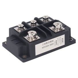 3 Phase Diode Bridge Rectifier, 300A 1600V High Power 5 Terminals 3 Phase Diode Module Rectifier, Fast Heat Dissipation Diode Rectifier Power Module Electrical Accessories, Black