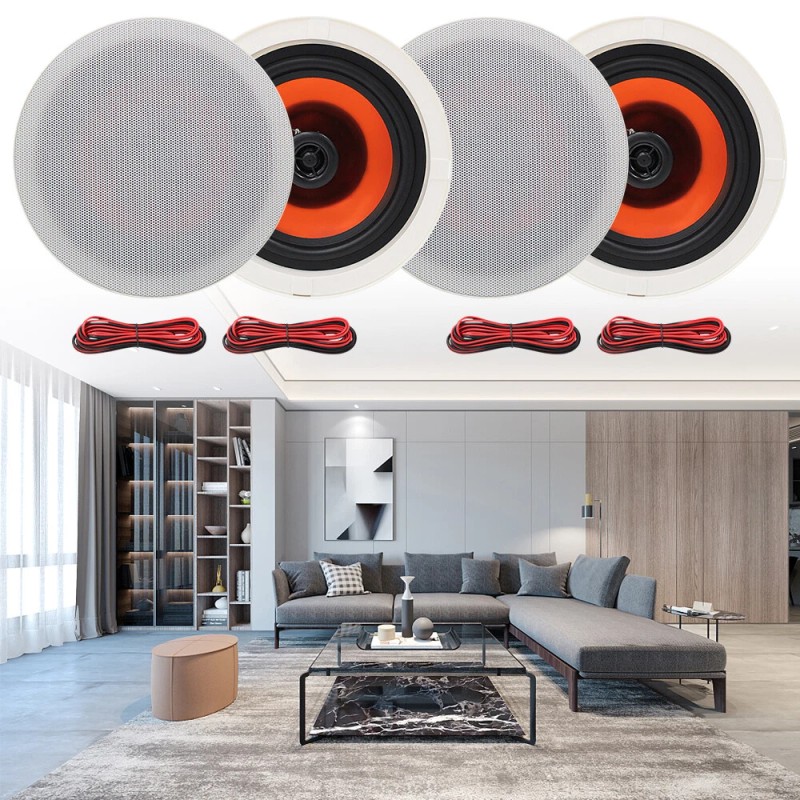 Herdio 6.5'' Bluetooth Ceiling Speakers 600W 4 Speakers +Wall Amplifier