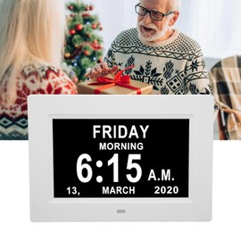 KUIDAMOS Reloj de Calendario Digital, Reloj Digital Reloj Diurno Digital De 7 Pulgadas, Resolución 800x480, Regulable Automático De 12 24 Horas con Fecha No Abreviada De Mes De Semana A Trimestre
