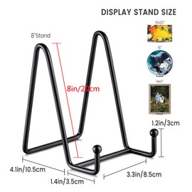 RoadLoo Easel Stand, 4 Pieces 8 Inch Plate Stand, Metal Plate Stand, Easel Plate Stand, Decorative Plate Holder, Iron Easel for Photos, Books, Pictures, Picture Frames