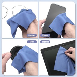 12 Pack Microfiber Cleaning Cloths Color Glasses Cloth Lens Wipes Cloth for Lenses, Screens, Cameras, Eyeglasses 6"x7"