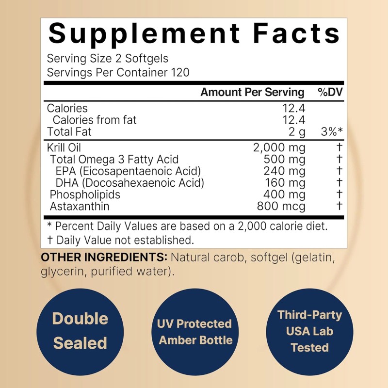 Nature Bell Antarctic Krill Oil 2000Mg Supplement, 240 Softgel, 3X
