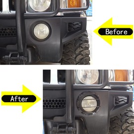 DIYUCAR Stainless Steel Car Front Fog Light Lamp Cover Trim Guards Protector Bumper Accessories Car Styling for Hummer H3 2005-2009