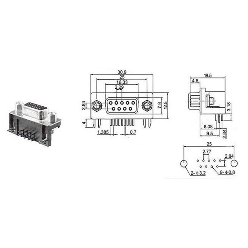 Futheda 10 Pcs RS232 DR9 9Pin Male Solder Connector Jack