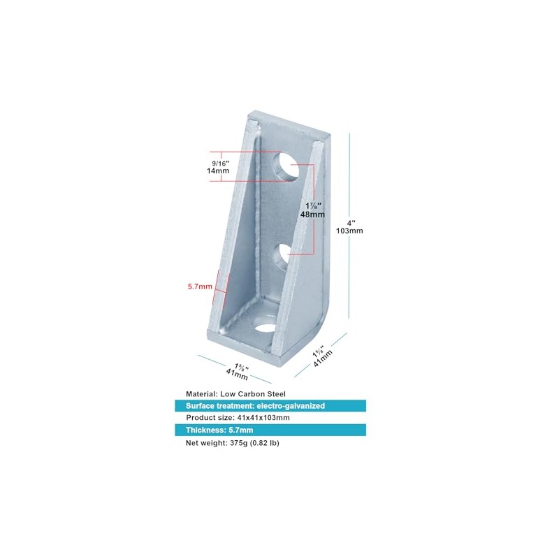OTTFF 4 Pack 3 Hole 90 Degree Gusseted Fitting for