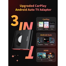 KALOS Car TV Mate Wireless Carplay Adapter & Android Auto Adapter, 3 in 1 HDMl Multimedia TV Stick Converter, Compatible with Fire T V Stick, Switch, Plug & Play Streaming Device