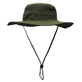 Duakrs Unisex Wide Brim Sun Hat,Outdoor UPF 50+ Waterproof Boonie Hat Summer UV Protection Sun Caps (Army Green)