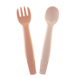 nip Green Eco Baby and Children's Cutlery from 9 Months, Dishwasher Safe Cutlery Set, Spoon & Fork, BPA-Free, Melamine-Free, Sustainable, Orange