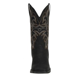 SheSole Cowgirl Boots for Women Square Toe Mid Calf Embroidered Fashion Western Cowboy Boots Distressed Black US Size 9.5