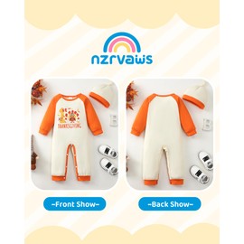 NZRVAWS Baby Boy Clothes Preemie Infant Boy Thanksgiving Outfits Jumpsuit Bodysuit Letter Print Romper
