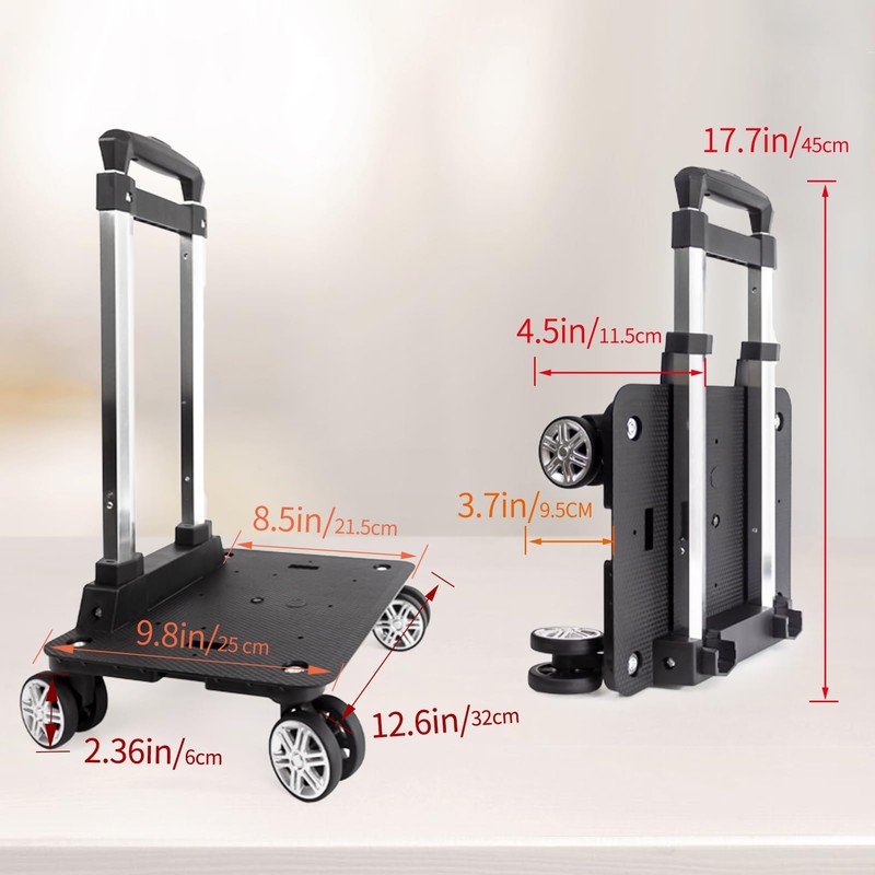 Backpack Trolley Wheeled Cart-Backpack Hand Truck with Luggage Strap,Aluminium Alloy