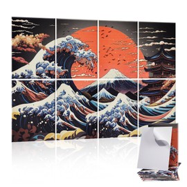 AtawLege 8 Pcs Art Acoustic Wall Panels, 48"X32" Self-adhesive Soundproof Wall Panels, High-Density Sound Absorbing Panel, Acoustic Treatment for Recording Studio, Home, Office (Mount Fuji Sunset）
