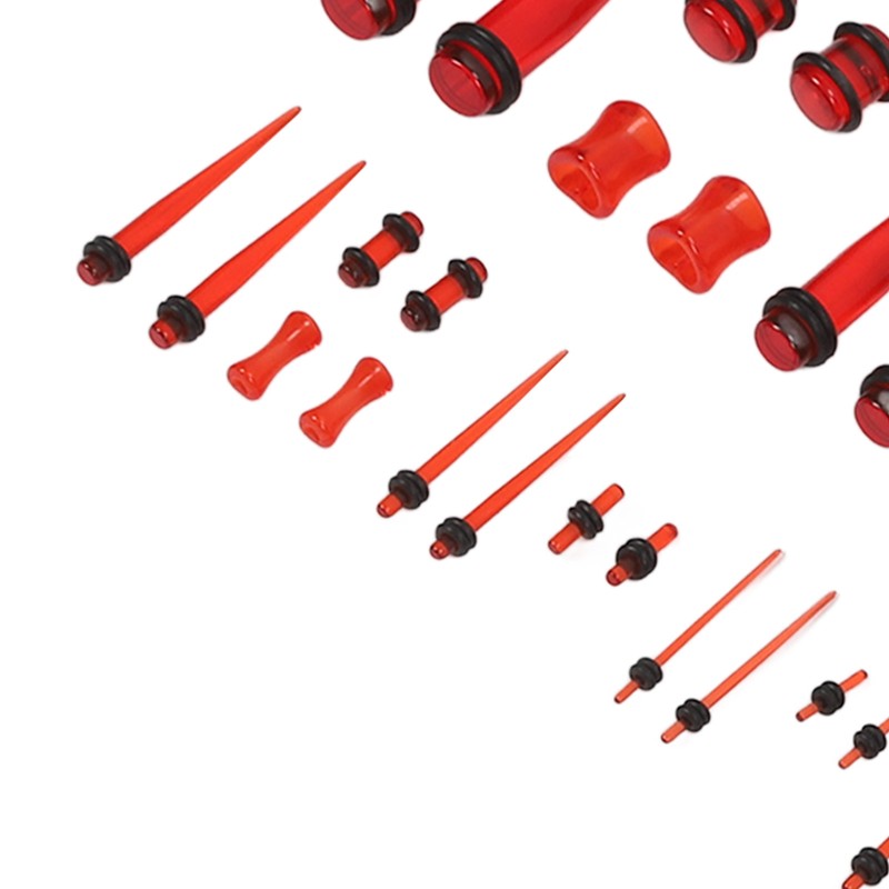 48pcs Ear Stretching Kit Heart Shaped Various Sizes Acrylic Tapers