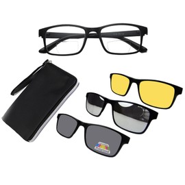 Circleperson Bifocal reading glasses Sunglasses polarized frame+3 clip on lenses