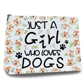 CREATCABIN Schminktasche Mit Hundemotiv Für Damen Reise Kosmetiktasche Reißverschlusstasche Werkzeug Mehrzwecktasche Kulturbeutel Aufbewahrungstasche Organizer 25x18cm Nur EIN Mädchen Das Hunde Liebt