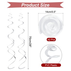 sourcing map 42pcs White Hanging Swirls Decorations, Plastic Spiral Party Streamers Ceiling Decoration Twin Tails Party Swirls for Birthday Wedding Anniversary Celebration Christmas