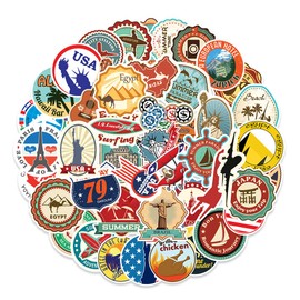 Travel Map Building Stickers 100Pcs for Laptop Water Bottles Skateboard Computer Phone Sticker Pack for Kids/Teen