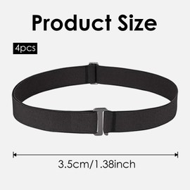 4 Pack Adjustable Stretch Belt, Woman Strbelts with Flat Buckle, Stretch Invisible Belt, Adjustable Elastic Belt in four colors, Black/Coffee/Blue/White Suitable for Shirts, Dresses, Pants