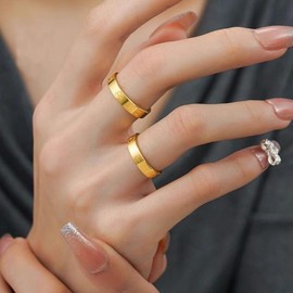 Love Ring For Women Men Girls Boys Kids Titanium Steel 18K Gold Jewelry Unisex Adult Wedding Birthday Present Anniversary Best Gifts S6