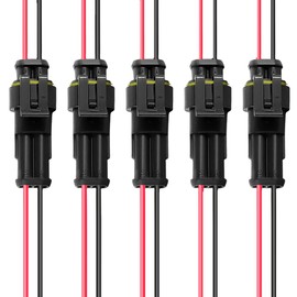 Waterproof Wire Connectors 2Pin 18awg Weatherpack Automotive Electrical Connectors Kit Terminal for Wiring, 5 Sets Quick Connect Disconnect Male Female Electrical Connectors Plug for Car, Boat, Truck