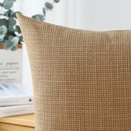 JOTOM Set of 2 Cushion Covers 40x60 cm Linen Light Brown Decorative Throw Pillow Covers 16x24 Inch Lumbar Cushion Case Home Decor Pillowcases for Couch Sofa Living Room Bed (Light Brown)