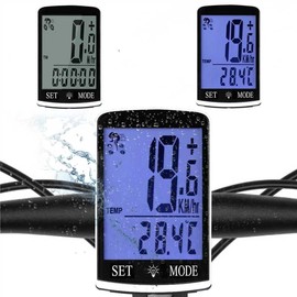 DonDofla Bike Computer and Bicycle Odometer Wireless Big Secrren 3.3IN MPH KM/H Bike Speedometer with Automatic Wake-Up Cycling Old School Speed Tracker Multi-Functions (Blue Backloght Color, White)
