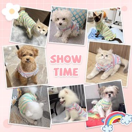 XGDMEIL 2 Pack Cute Striped Small Dog T Shirts Soft Cotton Girl Dog Clothes Breathable Pet Puppy Cats Vest Spring Summer Pet Outfits（Purple+Green,XX-Large）