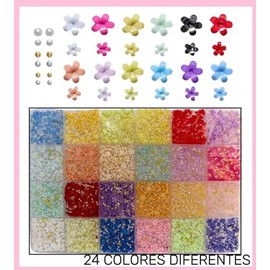 Caja con Flores 3d Para Decoración de Uñas, 24 Colores ,Acrílico, Arte de las uñas