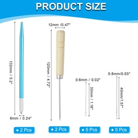 PATIKIL Doll Hair Rooting Holders Kit, 0.6mm/0.8mm Hair Rerooting Knitting Needles with Wood Awls Crochet Hooks Wig Tool for Hairs Making Supplies DIY Crafts, Blue