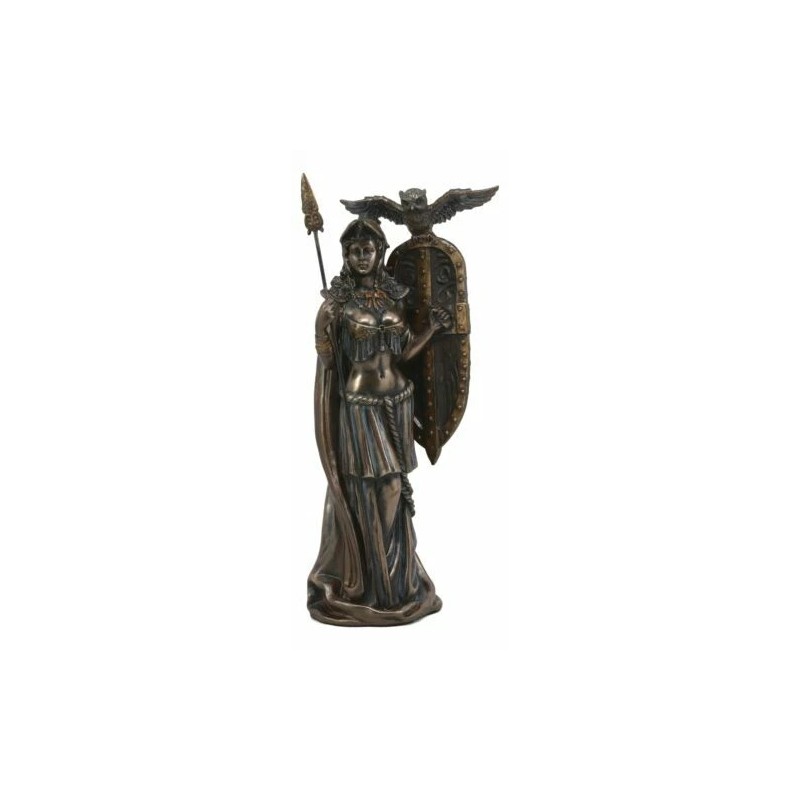 Greek Goddess Athena Wearing Helmet With Spear Aegis Shield And