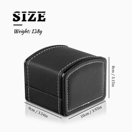 WisePoint Single Watch Case, PU Leather Watch Travel Case with Removable Cushion, Jewelry Storage Case Organizer Portable Square Watch Box Bracelet Holder for Most Watches and Smart Watch (black)