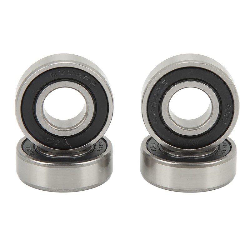 4PCs Front and Rear Wheel Bearing, 6202?RS Chrome Steel Bearing