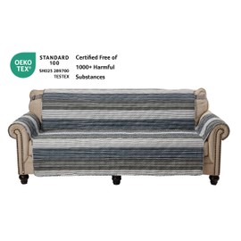 Brilliant Sunshine Multi Grey Stripes Couch Loveseat Slip Cover for Dogs