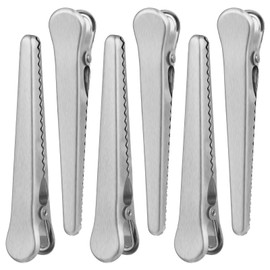 YARNOW Set of 6 Stainless Steel Jaw Sealing Clips, 4.5 Inch Stainless Steel Alligator Clips, Bag Sealing Clips for Snack Bread Coffee Food Bag (Silver)