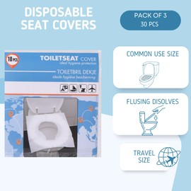 VNEST® 30PCS Disposable Toilet Seat Covers – Flushable, Hygienic and 100% Biodegradable Travel Essential for Adults, Pregnant Women & Kids –Ideal for Public Restrooms, Kids Potty Training & Travel