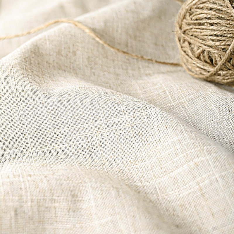 DOSLY IDÉES Farmhouse Shower Curtain,Beige and Brown Stripe,Button Curtain,Linen and