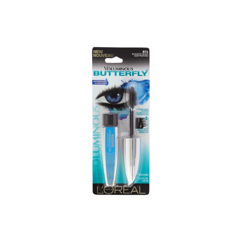 LOreal Paris Voluminous Butterfly Waterproof Mascara, 871 Blackest Black ,