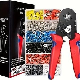 Ferrule Crimping Tool Kit，AWG 23-7 Self-adjustable Ratchet Wire Ferrule Crimper Plier Set，Octagonal Crimping Pliers