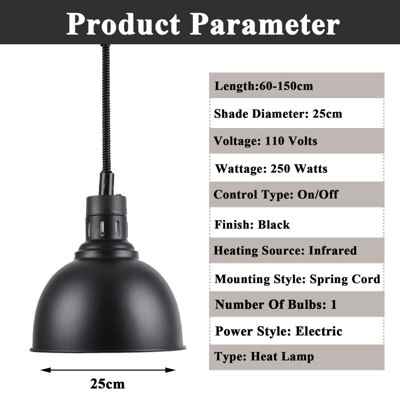 Hanging Food Heat Lamp Infrared Food Warmer Fry Heating Light