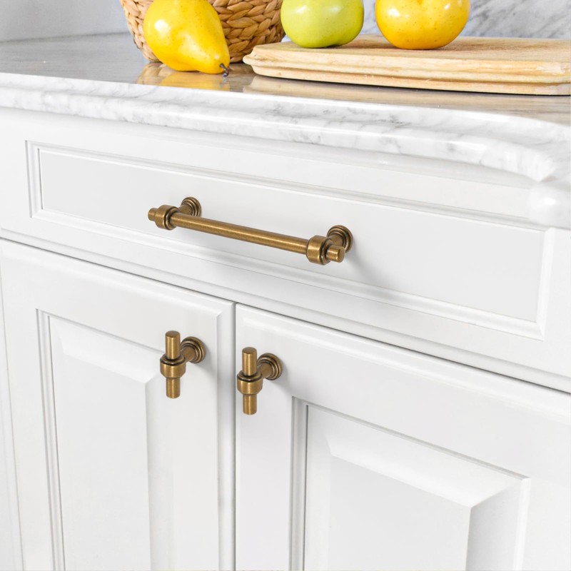 Amerdeco 10 Pack Antique Brass Cabinet Pulls 5 Inch(128mm) Hole