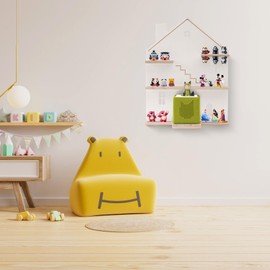 YUXSM Tonie Shelf House for Toniebox,Magnetic Wooden Floating Shelves Compatible with Tonie Accessories, Characters & Figures, Display Collection，Tonie Shelf（White S）
